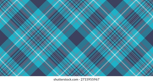 Illustration background plaid seamless, delicate fabric textile vector. Scarf tartan texture pattern check in cyan and blue colors palette.