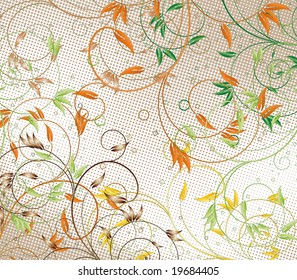 Illustration of background with plants and circles