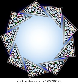 illustration background with precious stones in the shape of a triangle