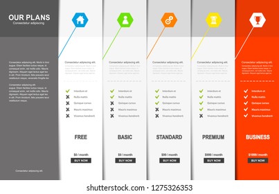 Illustration background for price comparison of services or products with illustrated abstract icons and objects.
