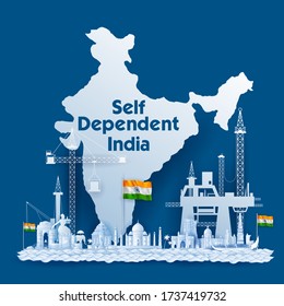 illustration of background promoting and supporting Vocal for Local campaign of India to make it self reliant and self dependent