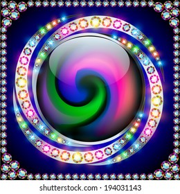 illustration background rainbow circle with precious stones on a spiral
