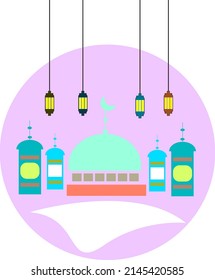 illustration background ramadan of a mosque and lantern icon.Perfect for icon background ramadan,eid,kareem,etc.