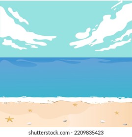  Illustration background sea and beach. Summer vacation concept