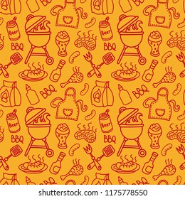 illustration of background seamless barbecue pattern for picnic