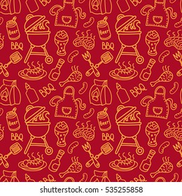 illustration of background seamless barbecue pattern for picnic