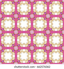 Illustration background seamless with pattern and gems