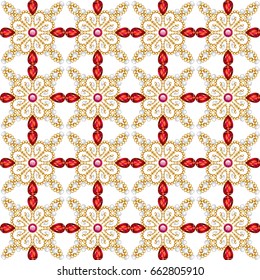 Illustration background seamless with pattern and gems