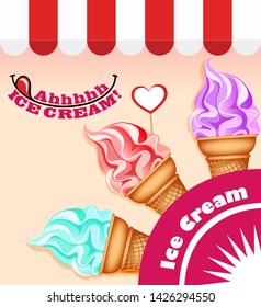 illustration background with a set of ice cream
