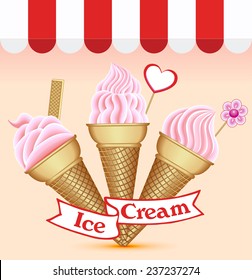 illustration background with a set of ice cream