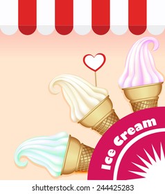 illustration background with a set of ice cream