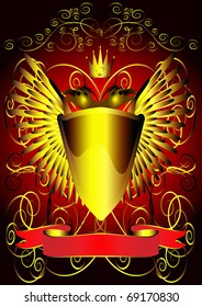 illustration background with shield eagle and tape