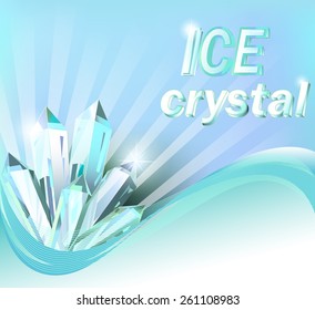 illustration background with shiny crystals of ice and wave