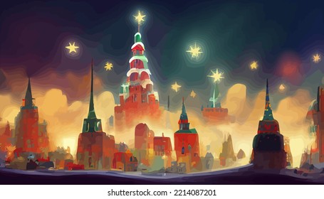 illustration background of snowy city on winter good for print on Christmas greeting 