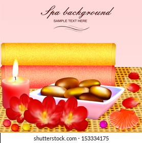 illustration background for spa with flowers and towel