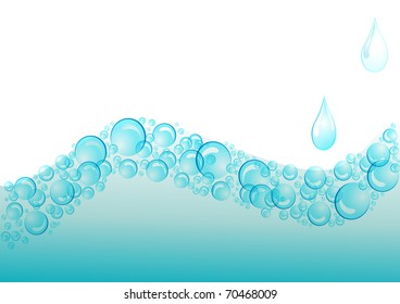 illustration background with spume and drop of water