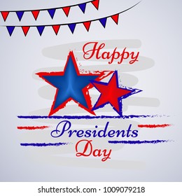 Illustration of background with star and President's Day text for USA President Day