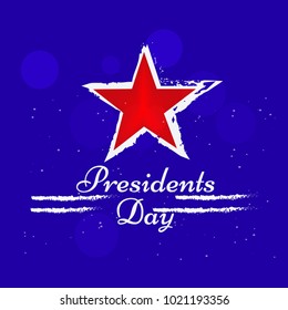 Illustration of background with star and President's Day text for USA President Day