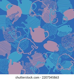 illustration background with teacup and teapot