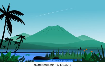 illustration background vector of beautiful mountain