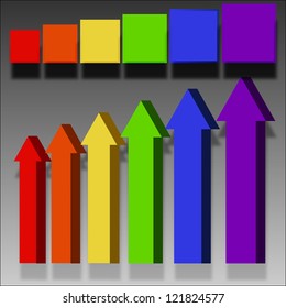 illustration background with volume arrows and labels