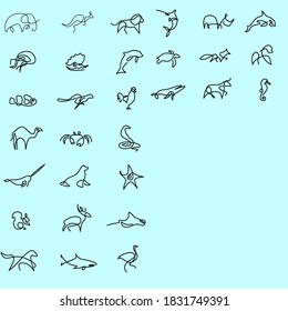 Illustration background wild animals set 