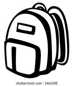 illustration of a backpack in black and white