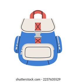 Illustration eines Rucksacks. Ideal für den Alltag, Straßenkunst. Für Studium oder Reisen. Mode und Lebensstil. Handgezeichnete Vektorgrafik einzeln auf weißem Hintergrund.