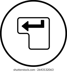 Illustration of backspace or enter key icon on a white circular background