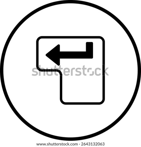 Illustration of backspace or enter key icon on a white circular background