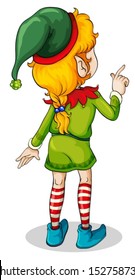 Illustration of a backview of a female elf on a white background