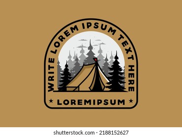 Illustration badge design of a Big camping tent