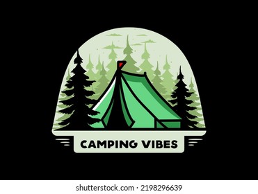 Illustration badge design of a Big camping tent