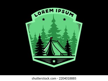 Illustration badge design of a Big camping tent