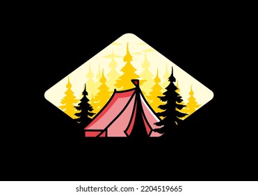 Illustration badge design of a Big camping tent