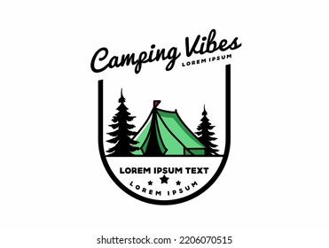 Illustration badge design of a Big camping tent