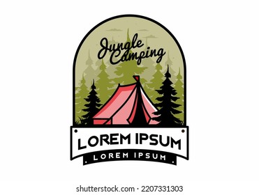 Illustration badge design of a Big camping tent