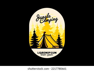 Illustration badge design of a Big camping tent