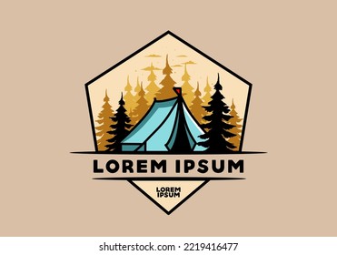 Illustration badge design of a Big camping tent