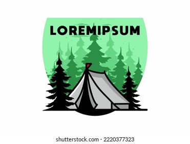 Illustration badge design of a Big camping tent
