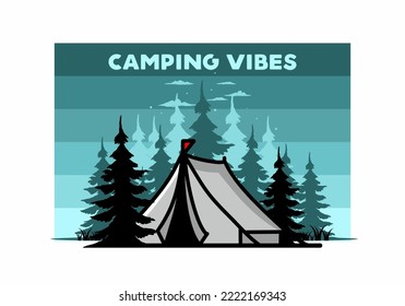 Illustration badge design of a Big camping tent
