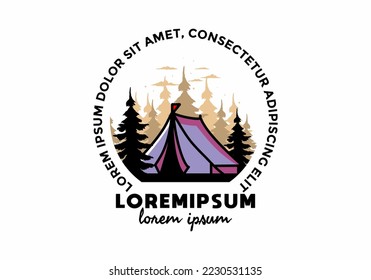 Illustration badge design of a Big camping tent
