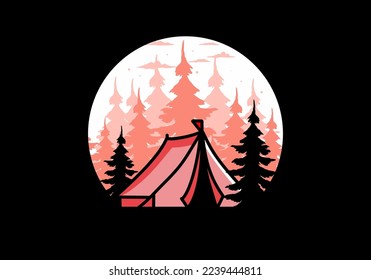 Illustration badge design of a Big camping tent