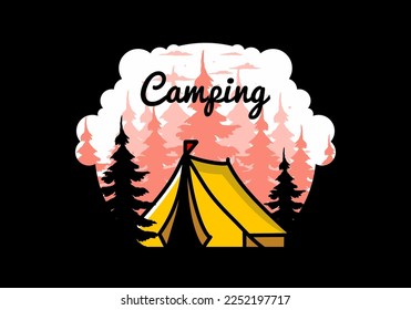 Diseño de placa de ilustración de una tienda de campaña Big camping