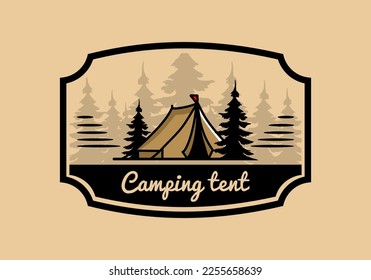 Diseño de placa de ilustración de una tienda de campaña Big camping