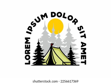 Illustration badge design of a Big camping tent