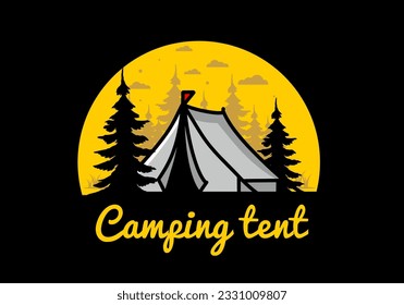 Illustration badge design of a Big camping tent