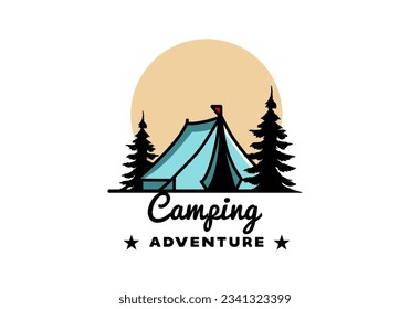 Illustration badge design of a Big camping tent