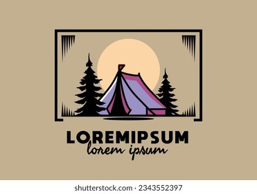 Illustration badge design of a Big camping tent