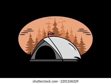 illustration badge design of a Dome tent camping